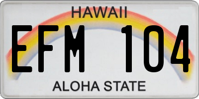 HI license plate EFM104
