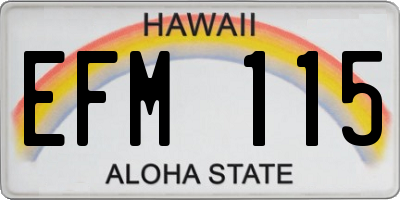 HI license plate EFM115