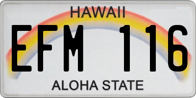 HI license plate EFM116