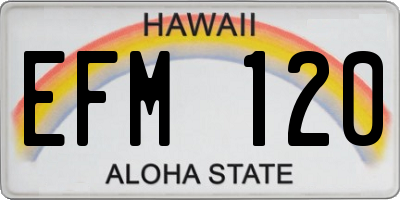 HI license plate EFM120
