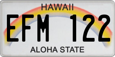 HI license plate EFM122