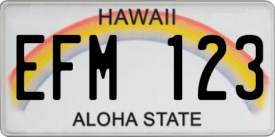 HI license plate EFM123