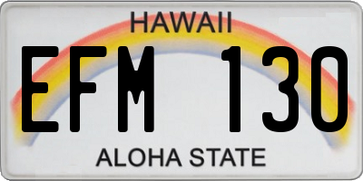 HI license plate EFM130