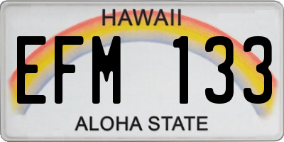 HI license plate EFM133