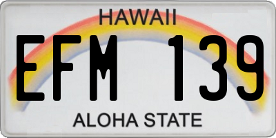 HI license plate EFM139