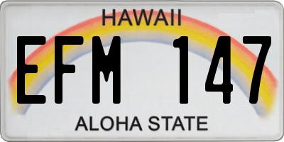 HI license plate EFM147
