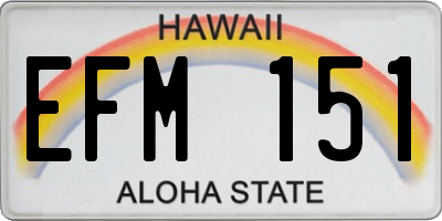 HI license plate EFM151