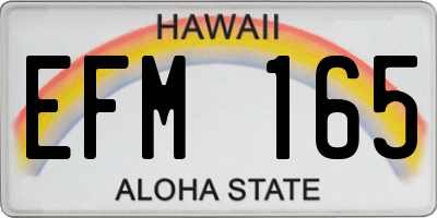 HI license plate EFM165
