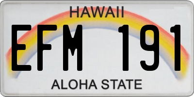 HI license plate EFM191