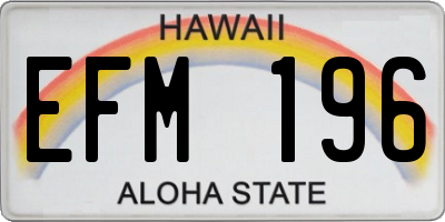 HI license plate EFM196