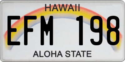 HI license plate EFM198