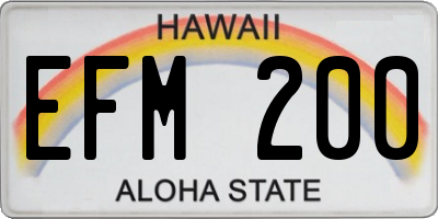 HI license plate EFM200
