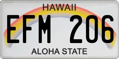 HI license plate EFM206