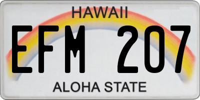 HI license plate EFM207