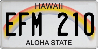 HI license plate EFM210