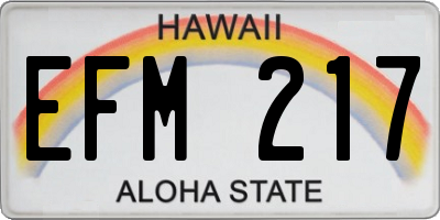 HI license plate EFM217