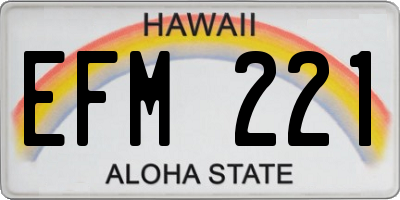 HI license plate EFM221