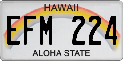 HI license plate EFM224