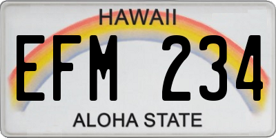 HI license plate EFM234