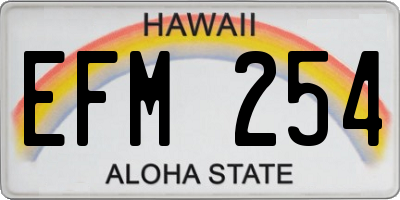 HI license plate EFM254