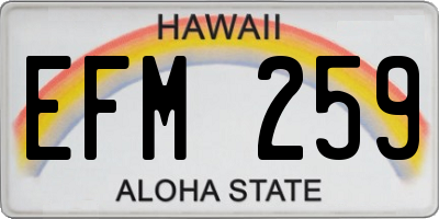 HI license plate EFM259