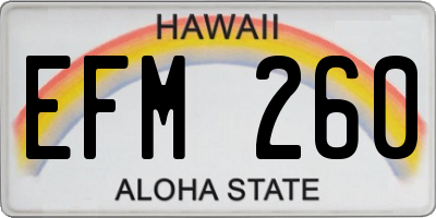 HI license plate EFM260