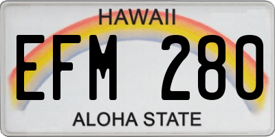 HI license plate EFM280