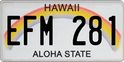 HI license plate EFM281