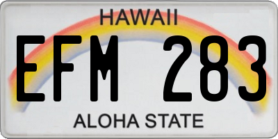 HI license plate EFM283