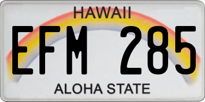 HI license plate EFM285