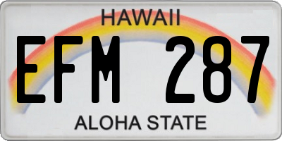 HI license plate EFM287