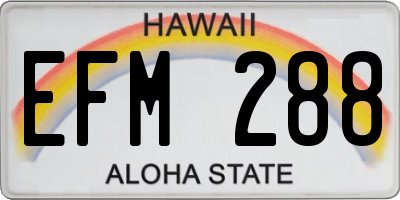 HI license plate EFM288