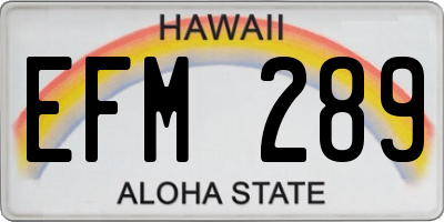 HI license plate EFM289