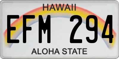 HI license plate EFM294