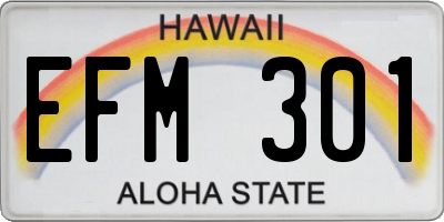 HI license plate EFM301