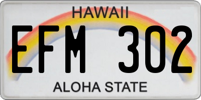 HI license plate EFM302
