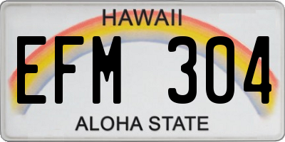 HI license plate EFM304