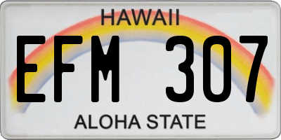 HI license plate EFM307