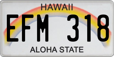 HI license plate EFM318