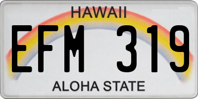 HI license plate EFM319
