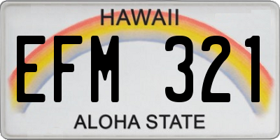 HI license plate EFM321