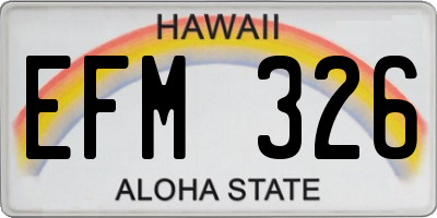 HI license plate EFM326