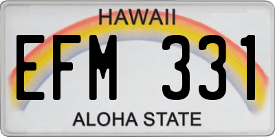 HI license plate EFM331
