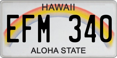 HI license plate EFM340