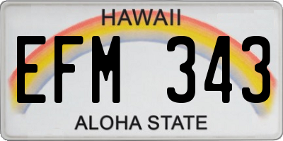 HI license plate EFM343