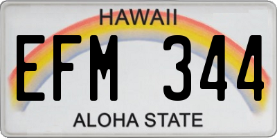 HI license plate EFM344