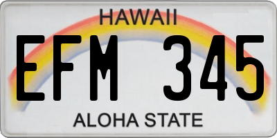 HI license plate EFM345