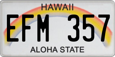 HI license plate EFM357
