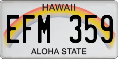HI license plate EFM359