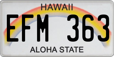 HI license plate EFM363
